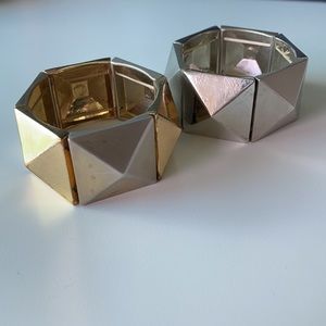 Bracelets - gold and silver tone prisms